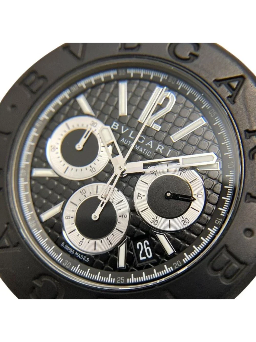 Bvlgari Diagono Watch SS Rubber Automatic Black Dial